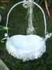 Cosulet cocarde floricele nunta alb cu crem inimioara cu tulle