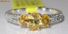 Inel aur alb montura 1.12ct SAFIRE galbene si DIAMANTE