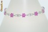 superba bratara aur alb 14K flori cu rubine naturale 3CT