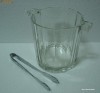 Vas din cristal pentru cuburile de gheata, cu cleste