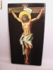 Icoana crucifix ISUS pictura in ulei pe lemn vechi