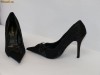 Pantofi negri  , saten si dantela  - (Belle Woman 3199-2 black) 50% REDUCERE