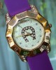 Ceas dama AIGNER, quartz, bratara silicon, mov, rama aurie  SUPERB
