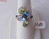 Inel designer aur 14K, 4.4g, montura petale cu DIAMANTE, Aquamarin, Topaz si Peridot