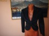 Sacou de dama Italia, catifea, scurt, cambrat, bleumarin, stare foarte buna, marime adaptabila S-M