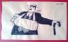 CARICATURA DE CLASA , AUTOR NELL COBAR , DESEN IN PENITA PE HARTIE CARTONATA CU PASSPARTOUT , ,, LA DATORIE IN ORICE SITUATIUNE,,