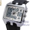 Ceas de mana barbatesc cu led-uri Ohsen original superb! Dual time, analog, digital,curea din piele, alarma.Nou