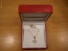 Pandativ si lantisor subtire aur galben si alb cu 16 diamnte naturale, 0,15ct, NOU, deosebit