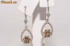 superbi cercei aur alb 14K diamante naturale cognac si albe 0.60CT f ieftini