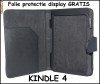 Husa / Coperta piele NEAGRA pentru Amazon Kindle 4  model 2011 + FOLIE CADOU