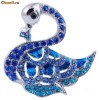 Brosa lebada placata cu aur alb 18K si insertii de cristale Swarovski