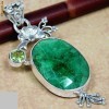 _ 925 Argint  Marcat, Natural  Indian Emerald ; Peridot  _   PANDANTIV - 47,5 mm. Smarald