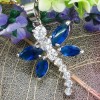 Pandantiv placat cu aur alb, cu cristale safir, marquise cut si cristale swarovski + lant - bijuterii