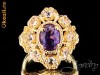 Inel placat cu aur de 18 k cu cristal ametist oval cut si cristale swarovski - bijuterii handmade mireasa