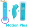 Telecomanda cu senzor Motion Plus + Nunchuck albastru pentru Nintendo Wii