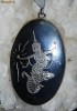 Colier, lant cu pandantiv, MEDALION mare, model vechi, antic, cu 3 marcaje, argint 925, cu ZEITA antica sculptata in argint!!!