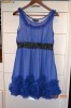 ELEGANTA ROCHIE PRADA, ALBASTRA, VOAL, BABY DOLL, S/M  (cumparata din magazin cu branduri- Hermes, Versace, Armani, Chanel, Dior, Prada)