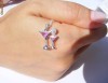 Pandant UNICAT pahare Martini aur 10K, 1.8g, ornat cu DIAMANTE si TOPAZE roz !!