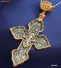 Cruce ortodoxa ruseasca, stil vechi, argint 925 cu aur 24 kt