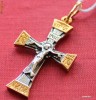 Cruce ortodoxa ruseasca, stil vechi, argint 925 cu aur 24 kt