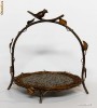 6958 Tava nuiele cu toarta decor  metal, patina vechime