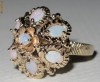 Inel designer aur galben 14K, 5.7g, model cupola cu OPALE albe !!