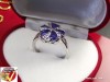 Inel foarte finut placat cu Aur Alb 18k,diametru 18.3mm,Blue Safir+CUTIE CADOU.no.9995