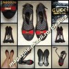 SANDALE / BALERINI DECUPATI DAMA PANZA NEAGRA firma brand GUCCI SISTEM INCHIDERE cu ARICI PANTOFI FARA TOC FEMEI