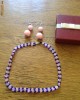 Set handmade Lantic colorat roz cu albastru + Cercei roz * Cel mai bun pret *