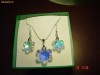 Set foarte frumos din argint format din colier si cercei cu cristale swarovski snowflake Crystal AB (Aurora Borealis) - bijuterii mireasa