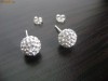 CERCEI ARGINT MODEL GLOB CRISTALE SWAROVSKI ALBE