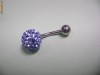 PIERCING BURIC TITAN CRISTALE SWAROVSKI ALBASTRU