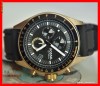 IN STOC, CEL MAI MIC PRET * Ceas de mana barbatesc, casual/sport, curea silicon negru/auriu, data si cronograf FOSSIL DE5003 * NOU * ORIGIN * GARANTIE