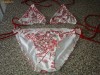costum de baie XL alb cu rosu