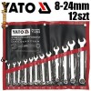 Trusa de Chei Fixe x Chei Inelare Cotite 15 8 - 24.mm 12.buc POLISAT YATO