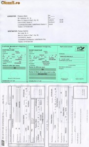 Colet Postal, buletin de expeditie si mandat postal Posta Romana foto