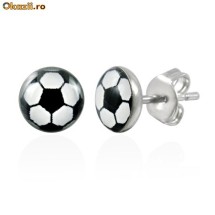 Cercei din inox 6 mm - fotbal - cod 105 foto
