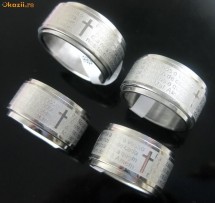 Inel din inox cu rugaciunea Tatal nostru sfintit in Ierusalim foto