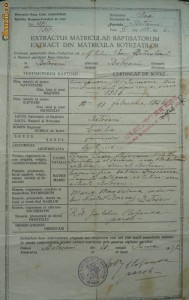 Extract din matricula botezatilor , catolici , Botosani , 1937 foto