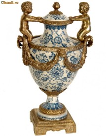 AMFORA PORTELAN CRAQUELE SI BRONZ # 5126