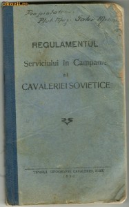 REGULAMENTUL SERVICIULUI IN CAMPANIE AL CAVALERIEI SOVIETICE-SIBIU 1930 foto