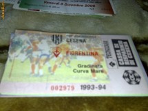 Campionat Italia - Bilet meci de fotbal - Cesena - Fiorentina - editia 1993 - 1994 foto