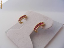 Cercei aur 14K, 2.7g, model semicerc cu 10 RUBINE briliant de 2,5 mm foto