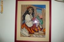 Goblen tiganca cu gaina , inramat foto