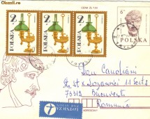 Intreg postal Polonia , circulat Par Avion, 1985 foto
