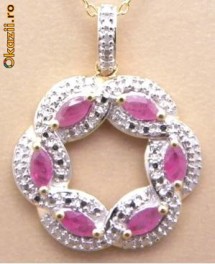 colier argint cu aur 18k cu rubine si diamante foto