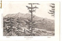 Muntii Bucegi-vedere generala, antetul fabricii de mezeluri M. Fleischer Brasov foto