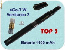 Tigara Electronica eGo-T W, versiunea 3, Baterie 1100mAh, sistem Tank, rezervor 2ml, Neagra