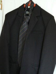 Costum barbatesc negru, sacou + pantalon + cravata
