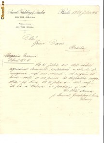 182 Document vechi -18/31iulie1916,Braila -Samuel Friedeberg&Landau, Anvers-Braila, catre Spiru Davis(grec?)-filigran foto
